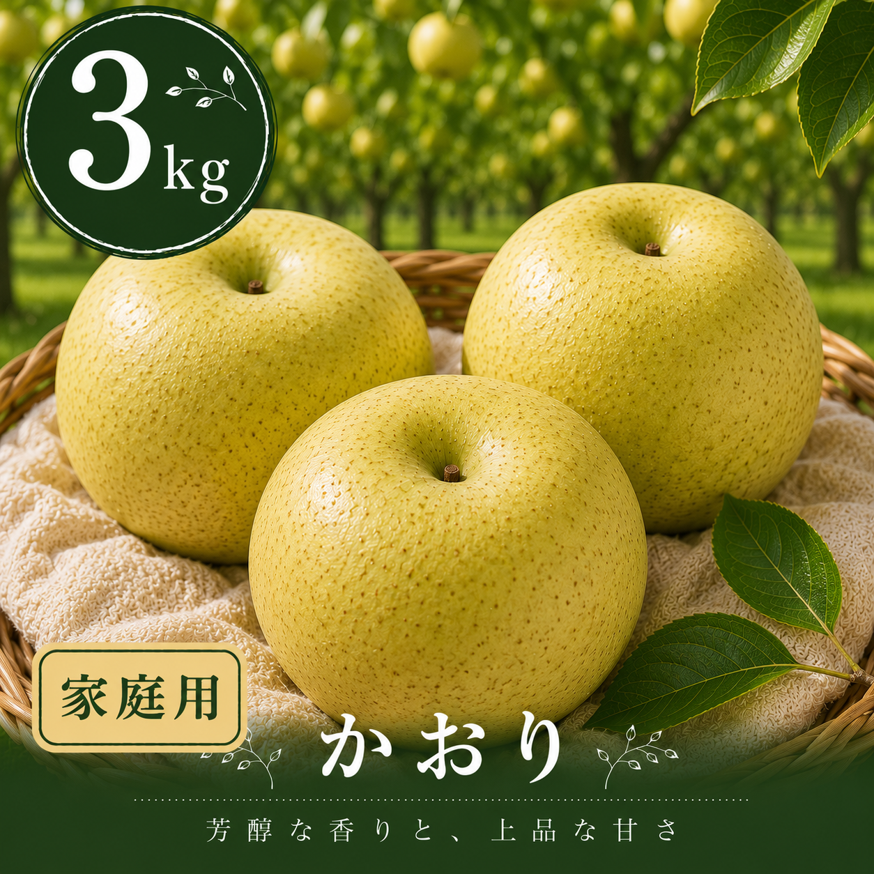 【かおり】家庭用 大玉3kg｜千葉の梨農家から朝採れ直送【予約販売】
